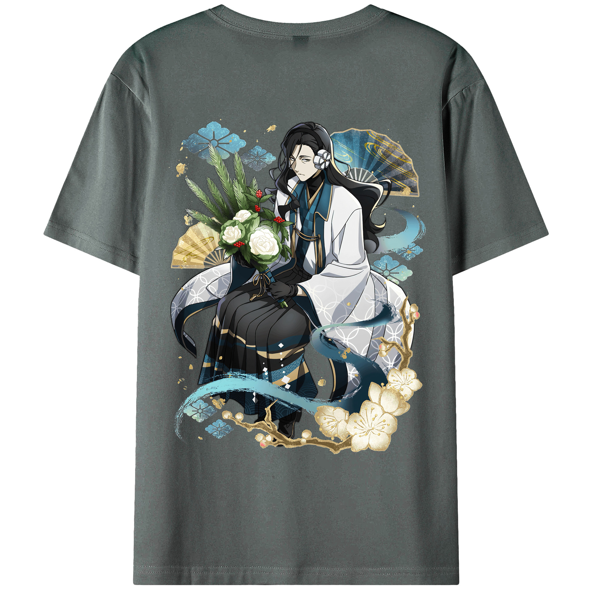 （画像用） 文豪ストレイドッグス Bungo Stray Dogs 綿100％ メンズ半袖Tシャツ（バックプリント） 通気性